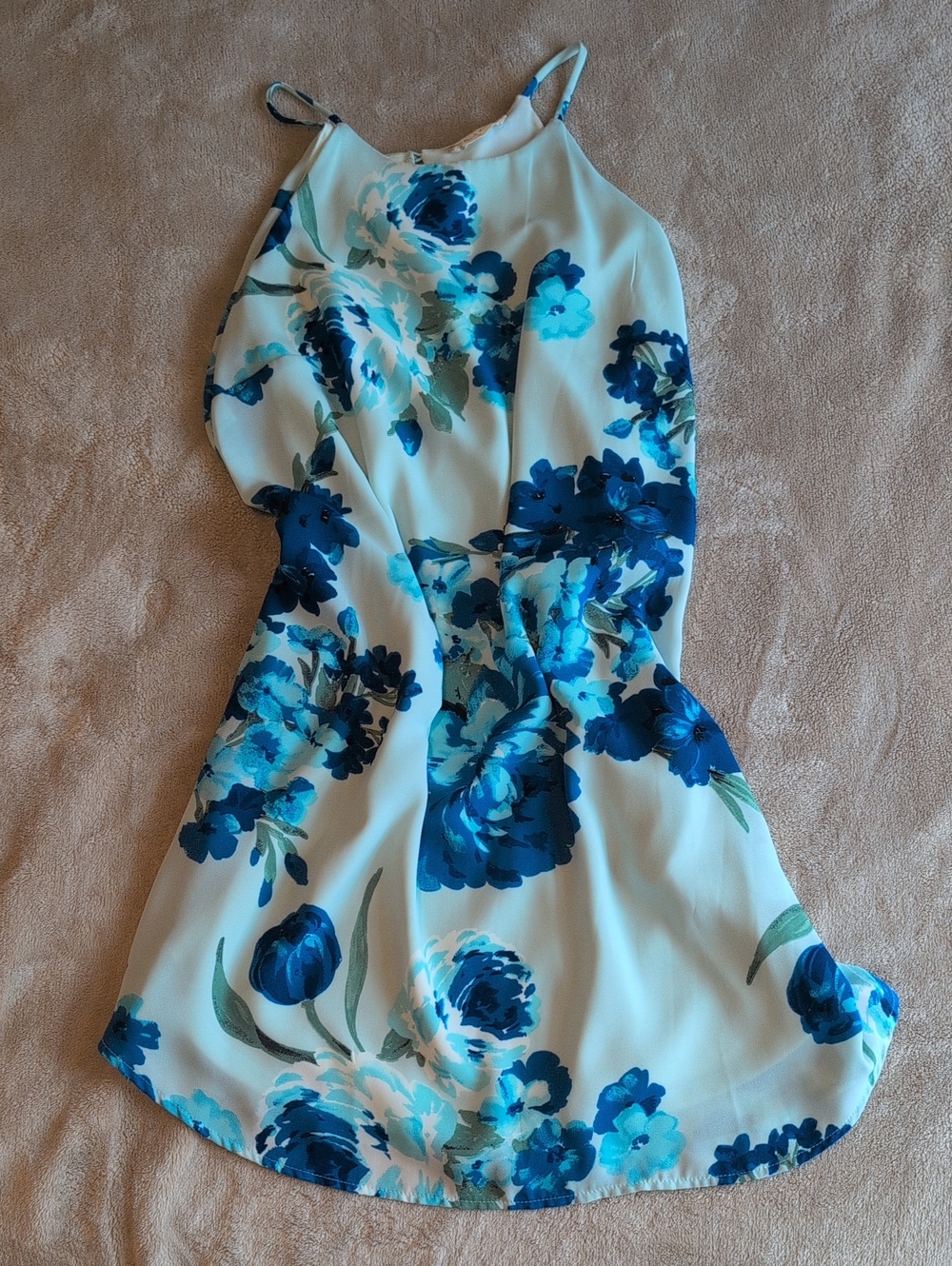 Altar'd State White Dress with Blue Floral Print